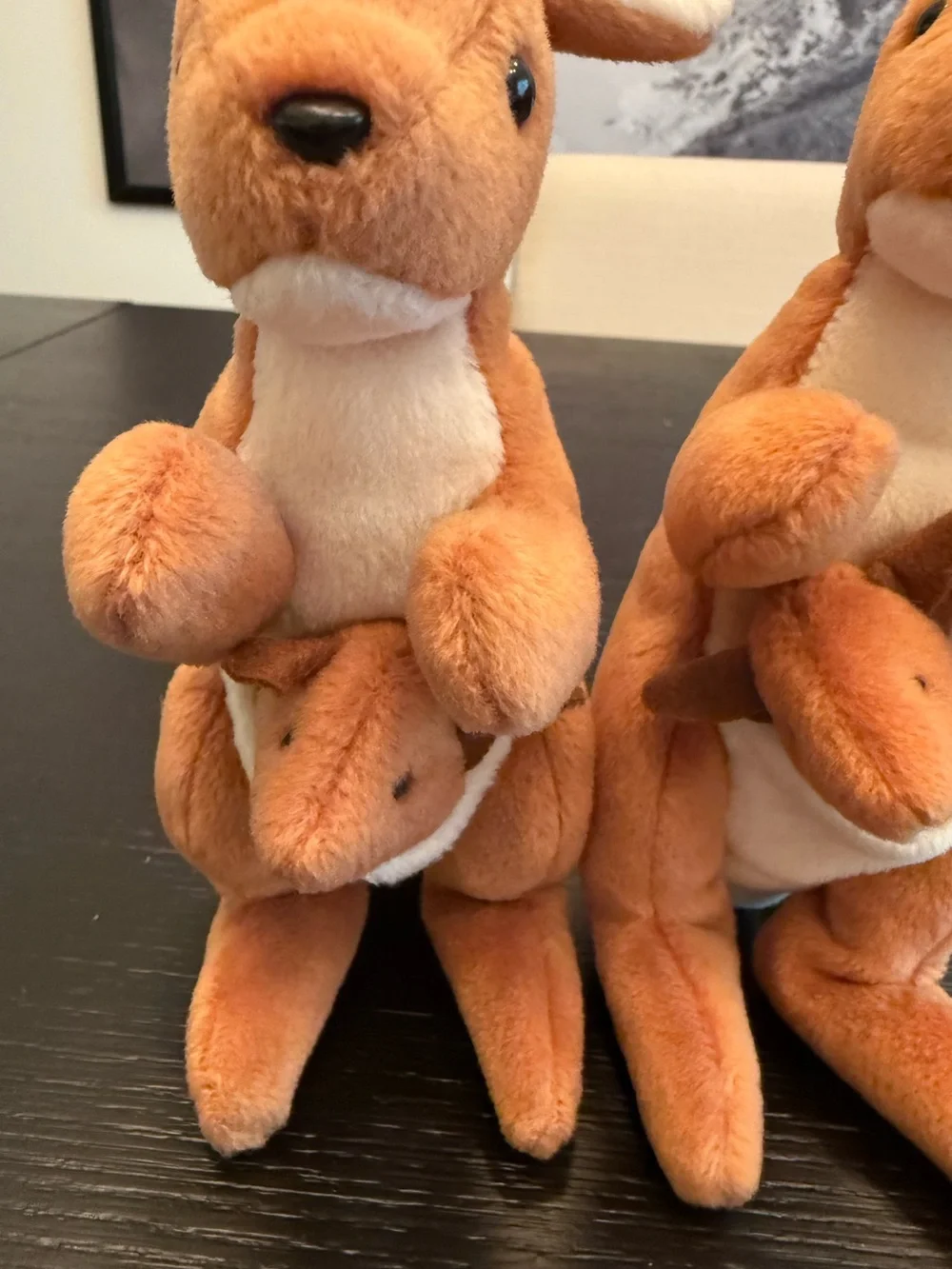 NWT Vintage Ty Beanie Babies Bundle of (2) Pouch Kangaroos Stuffed Animals